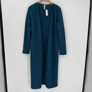 NWT Anthropologie Dolan Textured Knit Duster‎ Cardigan Size Large Blue
